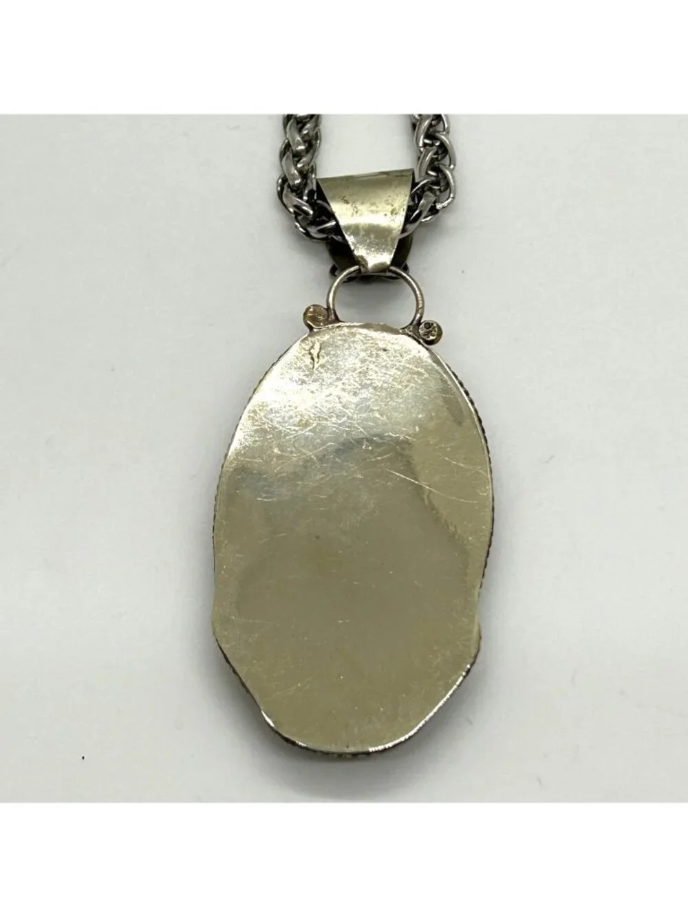 Arganoite Pendant Necklace Silver-tone 2-inch Natural Gemstone Pendant Statement